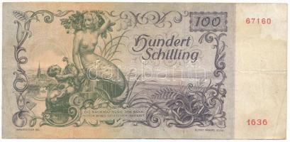Ausztria 1949. 100Sch "1636 67160", II. kiadás T:F fo. Austria 1949. 100 Schilling "1636 67160", 2nd issue C:F spotted Krause 233.a