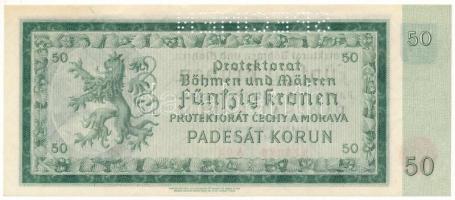 Német Harmadik Birodalom / Cseh-Morva Protektorátus 1940. 50K "A 04 175326", "SPECIME...