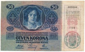 1914. 50K "1108 363894" piros "DEUTSCHÖSTERREICH" felülbélyegzéssel T:F kis beszakadás Adamo K24