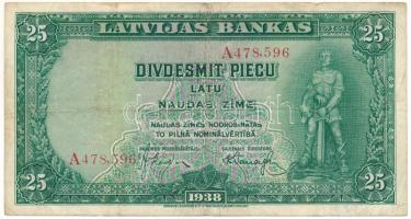 Lettország 1938. 25L "A478,596" T:F Latvia 1938. 25 Latu "A478,596" C:F Krause 21.