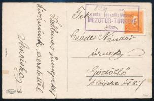 ~1935 Képeslap postai jegyzékelőmenet bélyegzéssel / Postcard "MEZŐTÚR-TÚRKEVE"