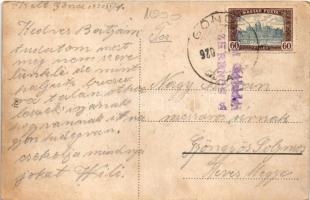 1920 Gönc, Göncz; Községháza és szövetkezeti üzlet (kicsit ázott sarok / slightly wet corner)