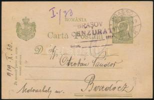 1919 Levelezőlap brassói cenzúrával Bardócra / Postcard from Brassó with censorship mark