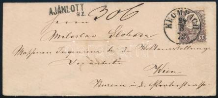 1872 Réznyomat 15kr ajánlott levélen / on registered cover "KROMPACH" - Wien