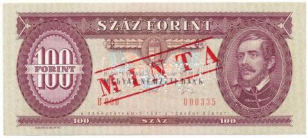 1992. 100Ft piros "MINTA" felülnyomással és perforációval "B 000 000335", nyomda...