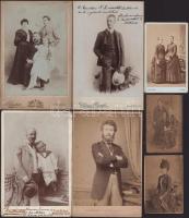 Vegyes régi fotó tétel, kabinetfotók, viziktkártyák, részben körbevágva