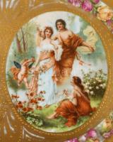 Cseh Alt Wien tál mitológiai jelenettel. Matricás, jelzett, kopással 48x35 cm