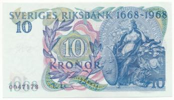 Svédország 1968. 10K "300 éves a Svéd Királyi Bank" forgalmi emlékkiadás, "0047178" T:UNC Sweden 1968. 10 Kronor "300th Anniversary of Sveriges Riksbank" circulating commemorative issue, "0047178" C:UNC Krause 56.