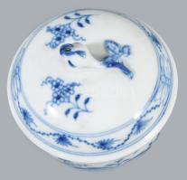 Meissen hagymamintás cukortartó rózsa fogóval, jelzet,t hibátlan, m: 9 cm + Terra Porcelain hagymami...