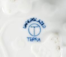 Meissen hagymamintás cukortartó rózsa fogóval, jelzet,t hibátlan, m: 9 cm + Terra Porcelain hagymami...