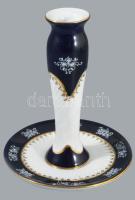 Zsolnay Pompadour mintás porcelán gyertyatartó. Jelzett, hibátlan, m: 14 cm