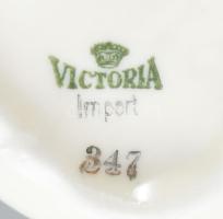 cca 1920 Victoria mokkás / kávés készlet, jelzett, teljes, kopással + sérült váza