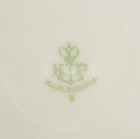 Karlskrona svéd porcelán 10 darabos süteményes tányér szett, extra sérült darabbal, jelzett, kis kop...