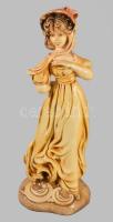 1978 Kislány kalapban. Gipsz szobor, jelzett, m: 27 cm