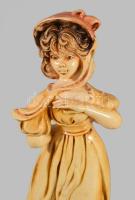 1978 Kislány kalapban. Gipsz szobor, jelzett, m: 27 cm