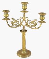 Háromágú bronz gyertyatartó, m: 36 cm