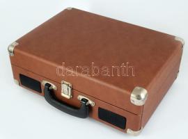 Tsibo retro stílusú bakelit lejátszó, újszerű, tartótáskában, 26x35 cm