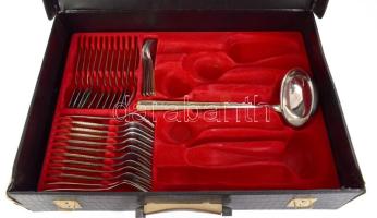 Solingen 73 részes evőeszköz készlet, 2 tálcán, hiányos, tartótáskában