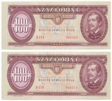 1992. 100Ft (2x) sorszámkövetők "B 879 066569 - B 879 066570" T:UNC,AU Adamo F37