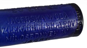 "Egri víz irgalmasok gyógytárából Egerben" feliratos színes üveg, hibátlan, m: 14,5 cm