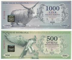 2012. Hajdúnánás 500K "Bocskai Korona - Kerecsensólyom" "007017" sorszámmal + 1000K "Bocskai Korona - Racka juh" "013252" sorszámmal T:UNC
