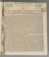 1832 Allgmeine Zeitung Januar - Dezember (teljes évfolyam két kötetbe kötve, újságszignettával) 1832...