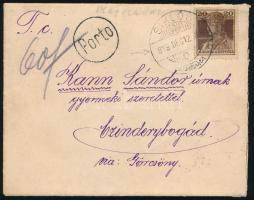 1919 Portós levél / Cover with postage due "SIKLÓS"