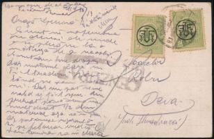 1919 Képeslap cenzúrával és román bélyegekkel Kolozsvárról / Censored postcard with Romanian stamps