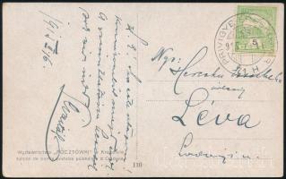 1915 Képeslap PRIVIGYE-ÉRSEKÚJVÁR vasúti mozgóposta bélyegzéssel / Postcard with railway postmark