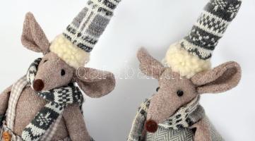 Kézzel készült lógólábú kézműves egér fiú és lány pár, jó állapotban, m: 40 cm