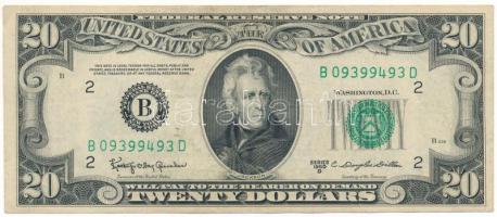 Amerikai Egyesült Államok 1961-1962 (1950D) 20$ "Federal Reserve Note" zöld pecsét "Kathryn O'Hay Granahan - Douglas C. Dillon" T:F USA 1961-1962 (1950D) 20 Dollars "Federal Reserve Note" green seal "Kathryn O'Hay Granahan - Douglas C. Dillon" C:F Krause P#440d