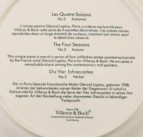 3 darab német dísztál, nyári, őszi és téli életképek ábrázolásával, jelzett, hibátlan, d: 23,5 cm