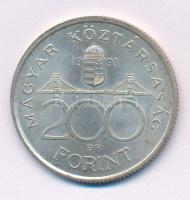 1993. 200Ft Ag "MNB" T:AU,XF patina Adamo F13