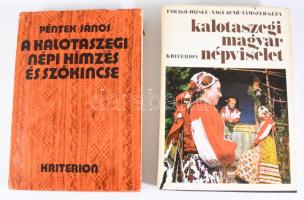 2 db könyv: Faragó József - Nagy Jenő - Vámszer Géza: Kalotaszegi magyar népviselet (1949-1950). Bukarest, 1977, Kriterion. Fekete-fehér és színes képekkel illusztrálva. Kiadói egészvászon-kötés, sérült kiadói papír védőborítóban. + Péntek János: A kalotaszegi nép hímzés és szókincse. Bukarest, 1979, Kriterion. Kiadói egészvászon-kötés, kissé sérült kiadói papír védőborítóban.