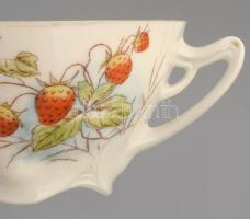 Antik epermintás 5 darab vékonyporcelán csésze alátéttel, kopással d: 15 cm