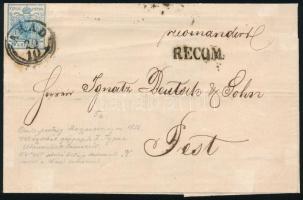 1858 9kr ajánlott levélen / on registered cover "ARAD"