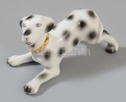 Porcelán kutya figura, jelzés nélkül, hibátlan, 15x9 cm
