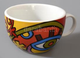 Modernista díszítésű 6 darabos vastag csésze szett, jelzett, 11x7 cm