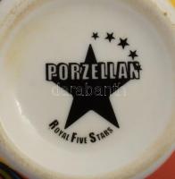 Modernista díszítésű 6 darabos vastag csésze szett, jelzett, 11x7 cm