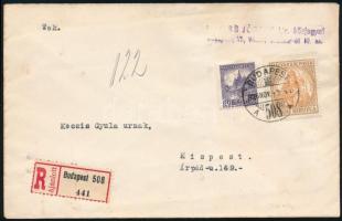 1926 Ajánlott levél 2.500K és 16f vegyes bérmentesítéssel / Registered cover with mixed franking