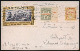 1917 Budapest helyi képeslap levélzáróval