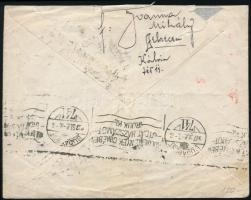 1937 Pannóniai Bélyeg Egyesület emlékív futott levélen, alkalmi bélyegzéssel / souvenir sheet on cov...