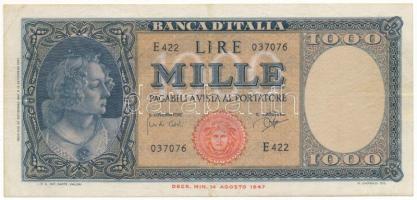 Olaszország 1947. 1000L "E 422 037076" T:F Italy 1947. 1000 Lire "E 422 037076" C:F Krause P#83