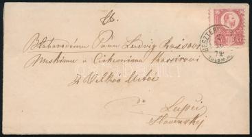 1874 5kr elfogazva levélen / on cover "BESZTERC(ZEBÁNYA) / ZÓLYOM. M."