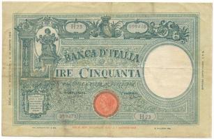 Olaszország 1943. aug. 11. 50L "H 23 05478" T:F kis beszakadás Italy 1943. Aug. 11. 50 Lire "H 23 05478" C:F small tear Krause P#65