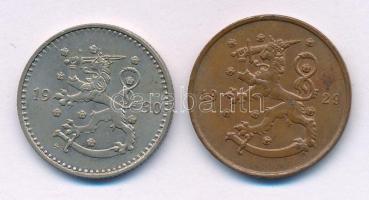 Finnország 1929. 10p bronz + 1930. 1M Cu-Ni T:XF,AU patina Finland 1929. 10 Pennia bronz + 1930. 1 Markka Cu-Ni C:XF,AU patina