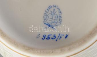 Herendi indiai kosár zöld mintás fonott felületű váza, jelzett, hibátlan, m: 25 cm