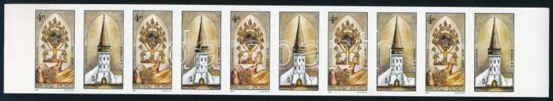 1987 Gyöngyöspatai Jessze-oltár ívszéli szelvényes 10-es csík (5 bélyeg és 5 szelvény)
