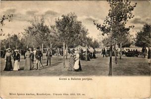 Keszthely, Korzó a Balaton partján. Mérei Ignác kiadása (ázott sarkak / wet corners)