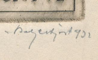 Bajor Ágost (1892-1958): Ex libris Einczinger Ferenc (erotikus kisgrafika), 1932. Rézkarc, papír, je...